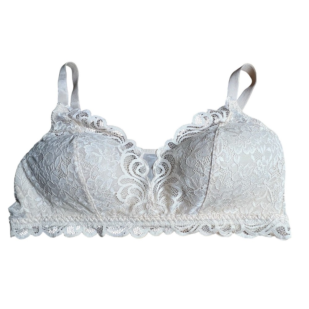 Bali Womens Floral Lace Bralette Beige L/G Adjustable Straps 6591